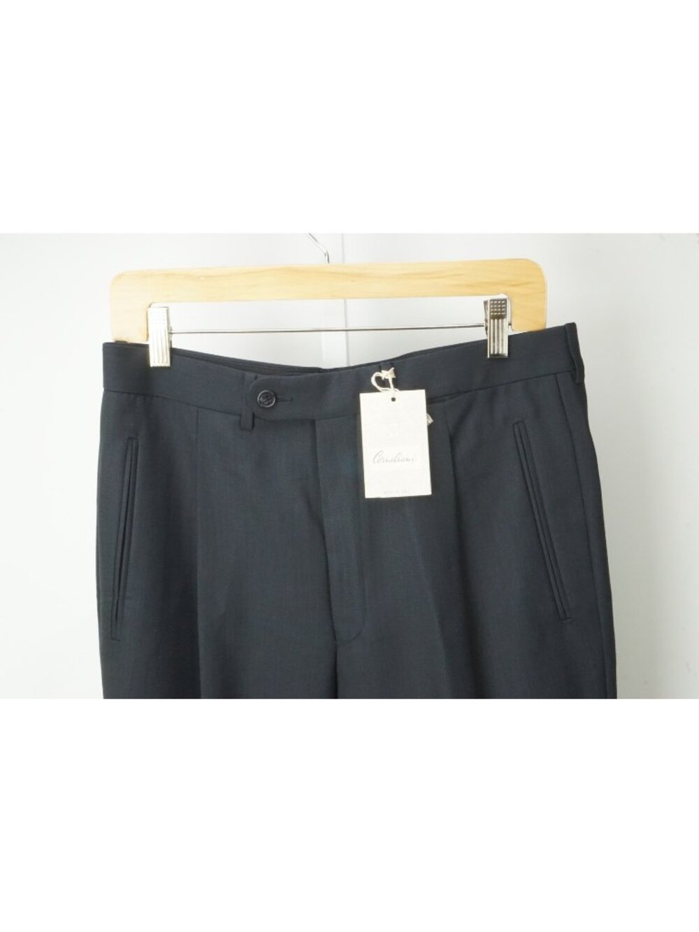 Corneliani Evolution Dark Blue Woven 100% Wool Dress Pants Sz 48R EU BRAND NEW